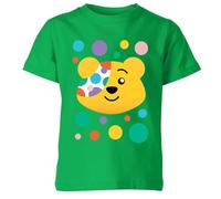 Spotty T Shirt Colorful Fun Bear Charity Kids T-Shirt Spotty Day Kids School Tee| Colorful Patch & Dots Design | Soft Cotton Fabric Support Awareness for a Great Cause Top Irish Green 9-11 Years
