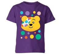 Spotty T Shirt Colorful Fun Bear Charity Kids T-Shirt Spotty Day Kids School Tee| Colorful Patch & Dots Design | Soft Cotton Fabric Support Awareness for a Great Cause Top Purple 3-4 Years