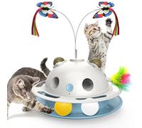 SPOVEN 4 in1 Cat Toys, Smart Automatic Interactive Kitten Toy with Shooting Feather, Butterfly, Catnip Balls, USB Powered Cat Toy for Indoor (White)