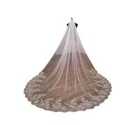 SPPEOUKJ Bridal Veil Wedding Veil Lace Edge Long Luxurious Bridal Veil Applique Sequins White/Ivory Veil With Comb One-Layer 3Meters For Brides Dress Accessories(White,300cm)