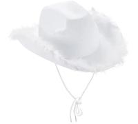 SPPEOUKJ Cowboy Hat Wide Brim Cowgirl Hat Big Brim Cowboy Cap All-match For Carnival Cosplay For Men Women(White)