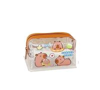 SPPEOUKJ PVC Stationery Bag 1Pcs Cartoon Transparent Capybara Pencil Case Cosmetic Storage Bag Kawaii PVC Zippe Waterproof Pencil Case Clear Pouch for Pencil(Color 5)