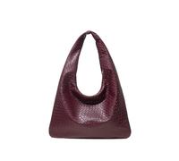 SPPEOUKJ Woven Leather Shoulder Bag,Women Handbag,Large Capacity Tote,Crescent,Zipper Underarm(Color 10)
