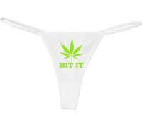 SPPICYY Underwear Sexy Silk Tanga Panties Cannabis Leaf Design Marijuana Seamless Lingerie Naughty Original Gift Idea, white, S