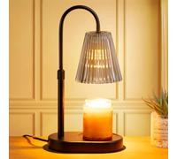 spqment Smoke Grey Adjustable Candle Warmer Lamp Electric Wax Melter with Timer and Dimmer Flameless Aromatherapy Light Dual Bulbs Modern Gift for Mum Women Daughter Bedroom Decor