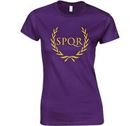 SPQR, Ladies Printed T-Shirt - Purple/Gold M = 8-10