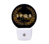 SPQR Roman Empire Emblem Printed LED Night Light 11.2x5x7.5cm | Funny Plug into Wall Nightlight for Bathroom Hallway Bedroom