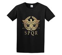 SPQR Roman Empire Metallic Gold Eagle Historical 100% Cotton Short Sleeve Unisex T-Shirt XL