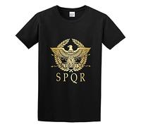 SPQR Roman Empire Metallic Gold Eagle Historical from Fatcucko O-Neck 100% Cotton Short Sleeve Unisex T-Shirt XL