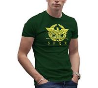 SPQR Roman Gladiator Imperial Golden Eagle Army Men's Military Green T-Shirt Size L