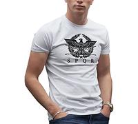 SPQR Roman Gladiator Imperial Golden Eagle Army Men's White T-Shirt Size M