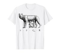 SPQR Roman Rome Wolf Romulus Remus Value Graphic T-Shirt, Men, White, M