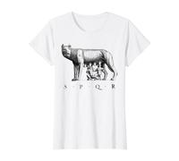 SPQR Roman Rome Wolf Romulus Remus Value Graphic T-Shirt, Women, White, S