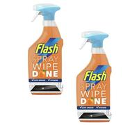 SPRAY 2 X Flash Kitchen Cleaner Spray 800ml - Antibacterial, Tough on Grease, Streak-Free, No Rinse, Kills 99.9% Bacteria, Fresh Scent Orange - 2 Pack