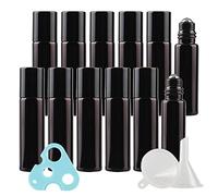 Spray Bottle Plastic 24 Pack Refillable 5ml Black UV Coated Glass Roll-On with Stainless Steel Roller Balls for Cosmetic Makeup, Essential Oil Perfume Aromatherapy +