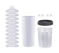Spray Cup Set - 10 Spray Cans with Measuring Scale, Car Paint Accessories | Transparent Mixing Cups with Lid for Car Painting, Reusable Inserts for Even Painting and Paint Projects