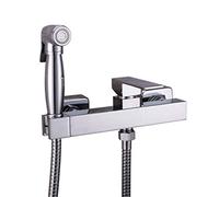 Spray Faucet Seat Solid Brass Chrome Handheld Bidet,Toilet Portable Shower Set with Hot and Cold Water Bidet Mixer Muslim Toilet Shattaf