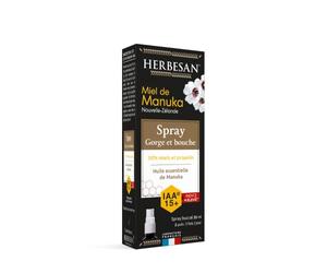 Spray gorge & bouche Miel de Manuka 25ml | 25 ml - Manuka Honey IAA15+, Propolis, Manuka Essential Oil - Made in France Herbesan