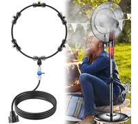 Spray Mist Cooling Irrigation System, Spray Mist Cooling Set for Fan, Outdoor Fan Misting System, Fan MIsting Kit with 6 Metre Hose and 6 Metal Nozzles, Spray Mist Patio Adapter
