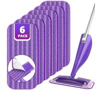 Spray Mop Refill Pads for Flash Powermop, 6PCS Microfibre Mop Pads Washable for Household Wet Dry Floor Mop, Reusable Mop Head Replacement for Hardwood Laminate Floor Cleaning