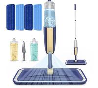Spray Mops with 4 Washable Microfibre Pads for Floor Cleaning - MEXERRIS Wood Hard Floor Mop with Spray Wet & Dry Mops 2 Bottles - Flat Mop Home Commercial Use for Hardwood Laminate Wood Tiles