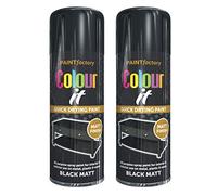 Spray Paint, 2 x 400 ML Black Matt Color It Spray Paint For Metal, Wood, All-Purpose Matt Finish Black Spray Paint, Wood Spray Paint Can by Paint Factory