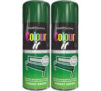 Spray Paint Forest Green Gloss Finish 400ml - 2 Pack Quick Dry Aerosol Can All Purpose for Wood, Metal, Plastic, Interior & Exterior