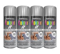 Spray Paint Grey Primer Matt Finish 400ml - 4 Pack Quick Dry Aerosol Can All Purpose for Wood, Metal, Plastic, Interior & Exterior