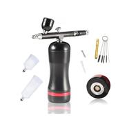 Spray Paint Machine, Auto Start Stop Replace Battery Airbrush Compressor Kit Model Spray Pen Beauty Cosmetics Makeup Salon Temporary Tattoo(Part D Black)