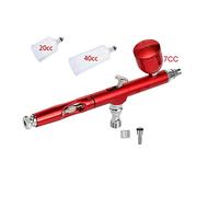 Spray Paint Machine, Dual Single Action Feed Airbrush Gun Pen Spray Paint Kit Pneumatic Tool for Craft Model Tattoo Make up Nail Art Cake Cars DIY(Part E red)
