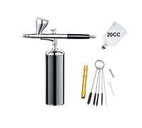 Spray Paint Machine, The Electric Mini Cordless Airbrush with Piston Air Compressor Temporary Tattoo Kit(Part C Black)