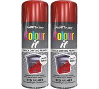 Spray Paint Red Primer Gloss Finish 400ml - 2 Pack Quick Dry Aerosol Can All Purpose for Wood, Metal, Plastic, Interior & Exterior