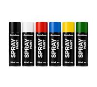 Spray Paint Set - 6 Colours (6 x 200 ml) Fast-Drying High-Gloss Spray Paint for Wood, Metal, Stone, Glass, Walls & DIY Projects. Black, White, Blue, Green, Red & Yellow