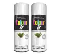 Spray Paint White Brilliant Gloss Finish 400ml - 2 Pack Quick Dry Aerosol Can All Purpose for Wood, Metal, Plastic, Interior & Exterior