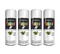 Spray Paint White Brilliant Gloss Finish 400ml - 4 Pack Quick Dry Aerosol Can All Purpose for Wood, Metal, Plastic, Interior & Exterior