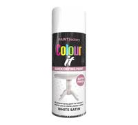 Spray Paint White Satin Finish 250ml - Quick Dry Aerosol Can All Purpose for Wood, Metal, Plastic, Interior & Exterior