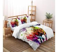 Spray Painted Horse Quilt Cover Animal Cartoon Art Comforter Cover 3 Pieces Decorative Microfiber for Kids Boys Girls Teens with Zipper Closure Double(200x200cm)