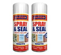 Spray & Seal White Mastic Sealant, Flexible & Crack-Resistant, Quick Drying, Waterproof Formula, White Finish, Ideal for Guttering Roofs Window Pipes Soil, Spray & Seal Leak 400ml (2)