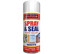 Spray & Seal White Mastic Sealant, Flexible & Crack-Resistant, Quick Drying, Waterproof Formula, White Finish, Ideal for Guttering Roofs Window Pipes Soil, Spray & Seal Leak 400ml (1)