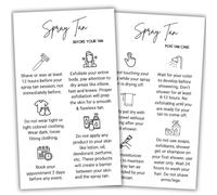 Spray Tan Pre and Post Care Instructions Cards | 50 Pack | 3.5 x 2" Business Card Size | Black with White Design