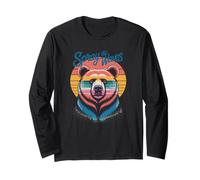 Spray The Waves Retro Gradient Bear Sunset Long Sleeve T-Shirt