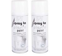 Spray to Plastic Paint Professional Finish Smooth Durable Spray Paint 400ml Gloss (White) (Pack of 2)