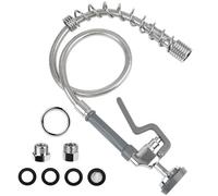 Spray Valve with 44inch Flexible Hose & Pre Rinse Spring Replacement Kit for Commercial Kitchen Sink Faucet 1.42GPM High-Pressure Restaurant Dish Sprayer Stainless Steel Hose & Overhead Spring (Grey)