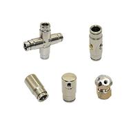 Spray Water Connection High Pressure 3/8" Sliding Lock Connector 3/16" Threaded Nozzle Hole Garden Irrigation Straight Cross Plug 2Pcs