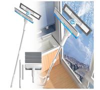 Spray Window Washing Kit with Sewage Collector and 3 Pads, 4 in 1 Window Vacuum Squeegee Cordless with Extension Pole Windshield Cleaning Tool for Bathroom,Window,Mirror,Tile Wall
