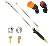 Sprayer Wand with 3 Types of Nozzles, Fan Nozzle Replacement Sprayer Wand, Stainless Steel Sprayer Wand Replacement with 1/4" & 3/8" Brass Barb and 2 Hose Clamps (3 Nozzles 44 Inches Sprayer Wand)