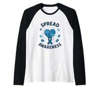 Spread Awareness Autism Heart Puzzle Design Raglan Baseball Tee