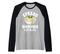Spread Hummus Not Hate Funny Vegetarian Plant Based Lovers Raglan Baseball Tee