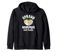 Spread Hummus Not Hate Funny Vegetarian Plant Based Lovers Zip Hoodie
