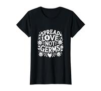 Spread Love Not Germs Cute Valentine Value Graphic T-Shirt, Women, Black, XL
